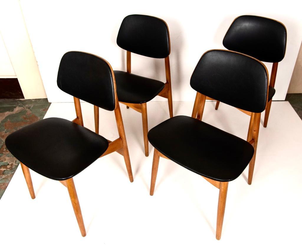 Vintage wood dining chairs, Attributed to Anonima Castelli, Italy 1960s 1