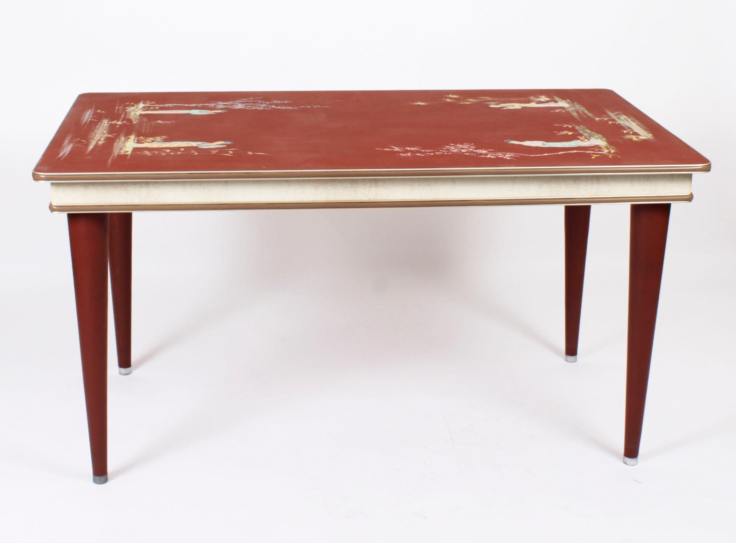 Italienischer Vintage-Esstisch und Stühle im Vintage-Stil von Umberto Mascagni, vertrieben von Harrods im Angebot 5
