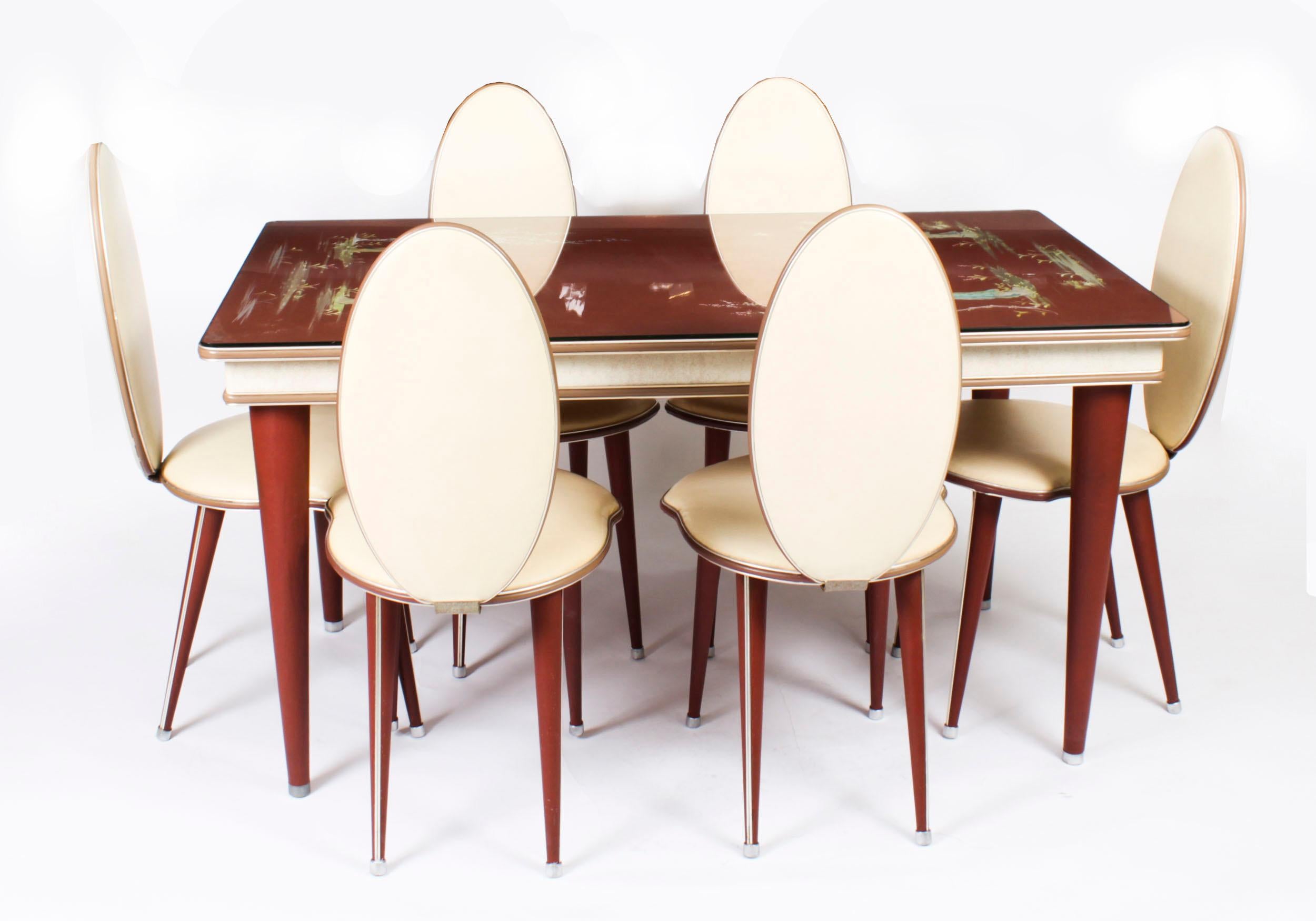 Italienischer Vintage-Esstisch und Stühle im Vintage-Stil von Umberto Mascagni, vertrieben von Harrods im Angebot 15