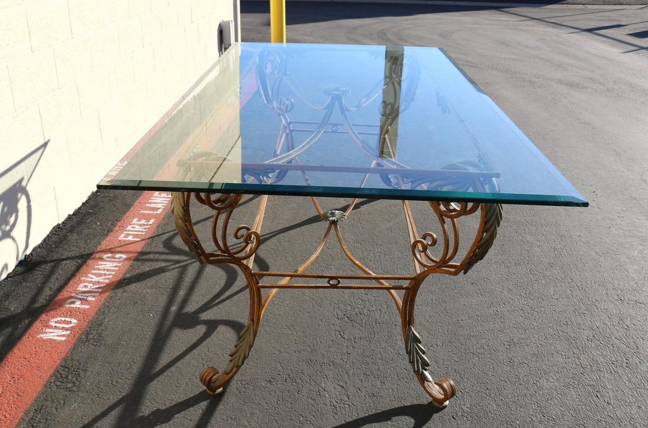 Late 20th Century Vintage Italian Dining Table With Glass Top For Sale