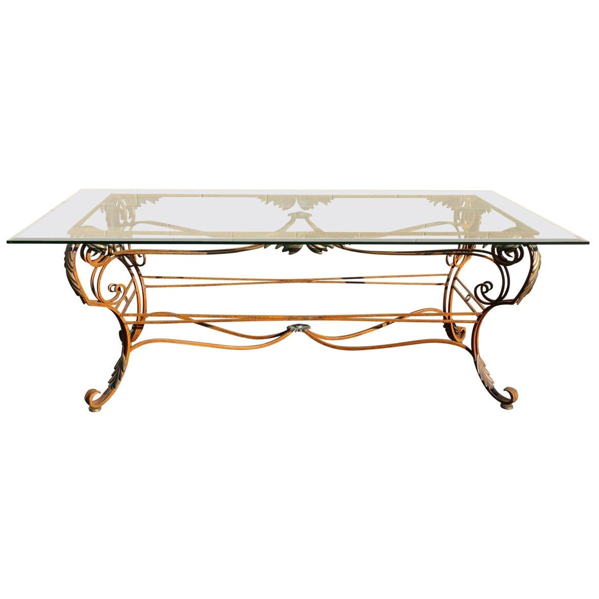 Vintage Italian Dining Table With Glass Top