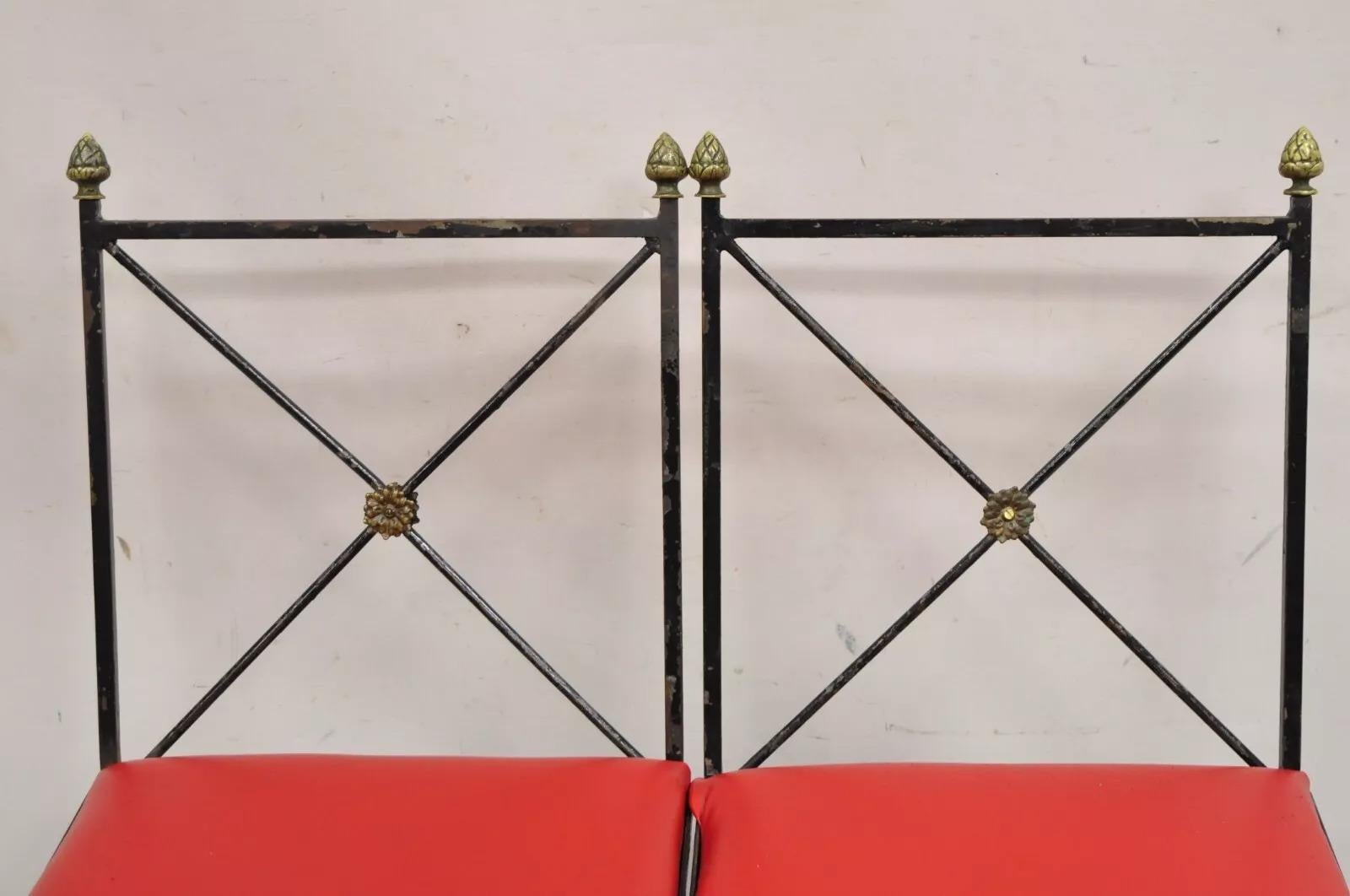 Ensemble de salle à manger Directoire italienne vintage en fer forgé à dos en X avec glands de gland - 7 pièces en vente 4