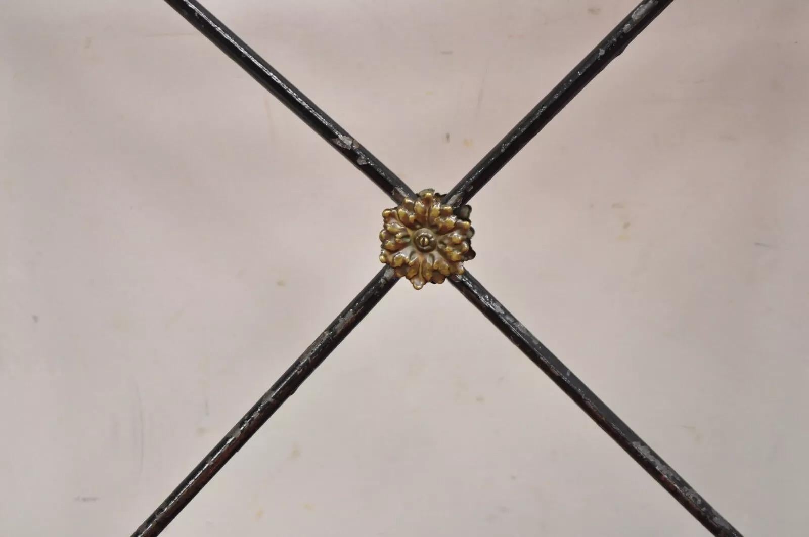 Ensemble de salle à manger Directoire italienne vintage en fer forgé à dos en X avec glands de gland - 7 pièces en vente 9