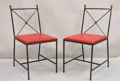 Vintage Italian Directoire X-Back Wrought Iron Acorn Finial Dining Set - 7 Pcs