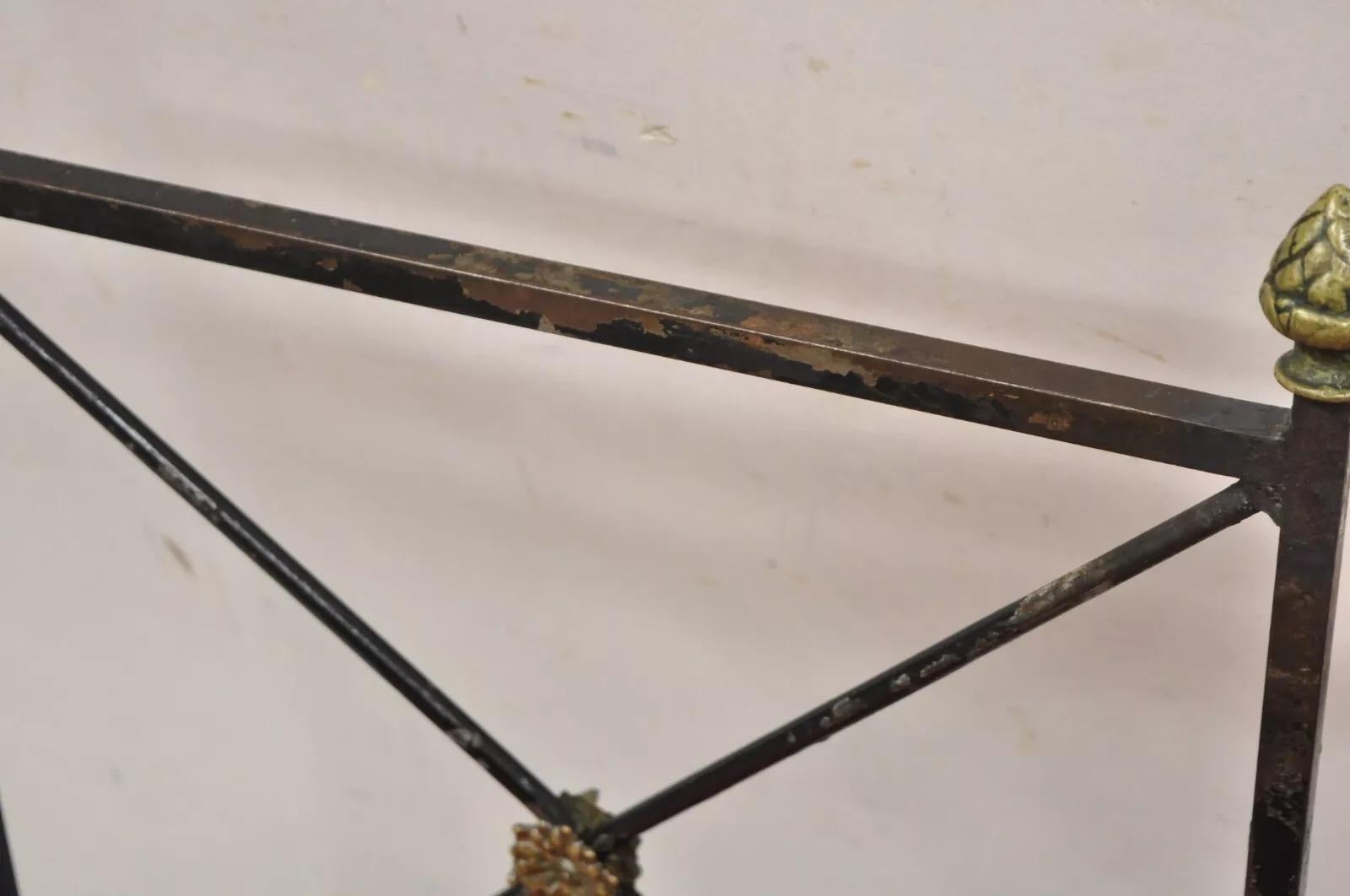 Fer forgé Ensemble de salle à manger Directoire italienne vintage en fer forgé à dos en X avec glands de gland - 7 pièces en vente