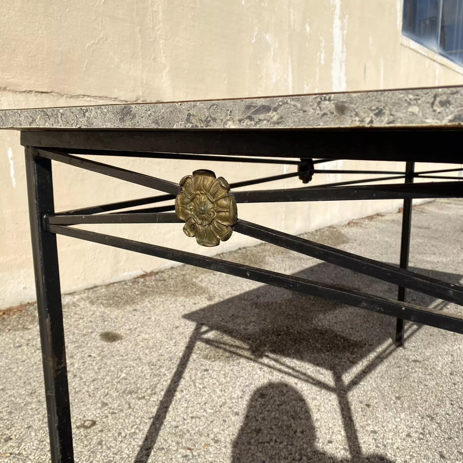Ensemble de salle à manger Directoire italienne vintage en fer forgé à dos en X avec glands de gland - 7 pièces en vente 2
