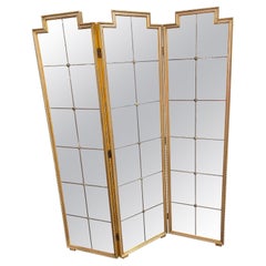 Vintage Italian Distressed Divided Mirrored Glass Panels