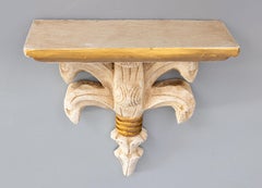 Vintage Italian Distressed White and Gold Giltwood Wall Bracket Shelf