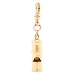 Vintage Italian Dog Whistle Charm in 18 Carat Yellow Gold, circa 1960's