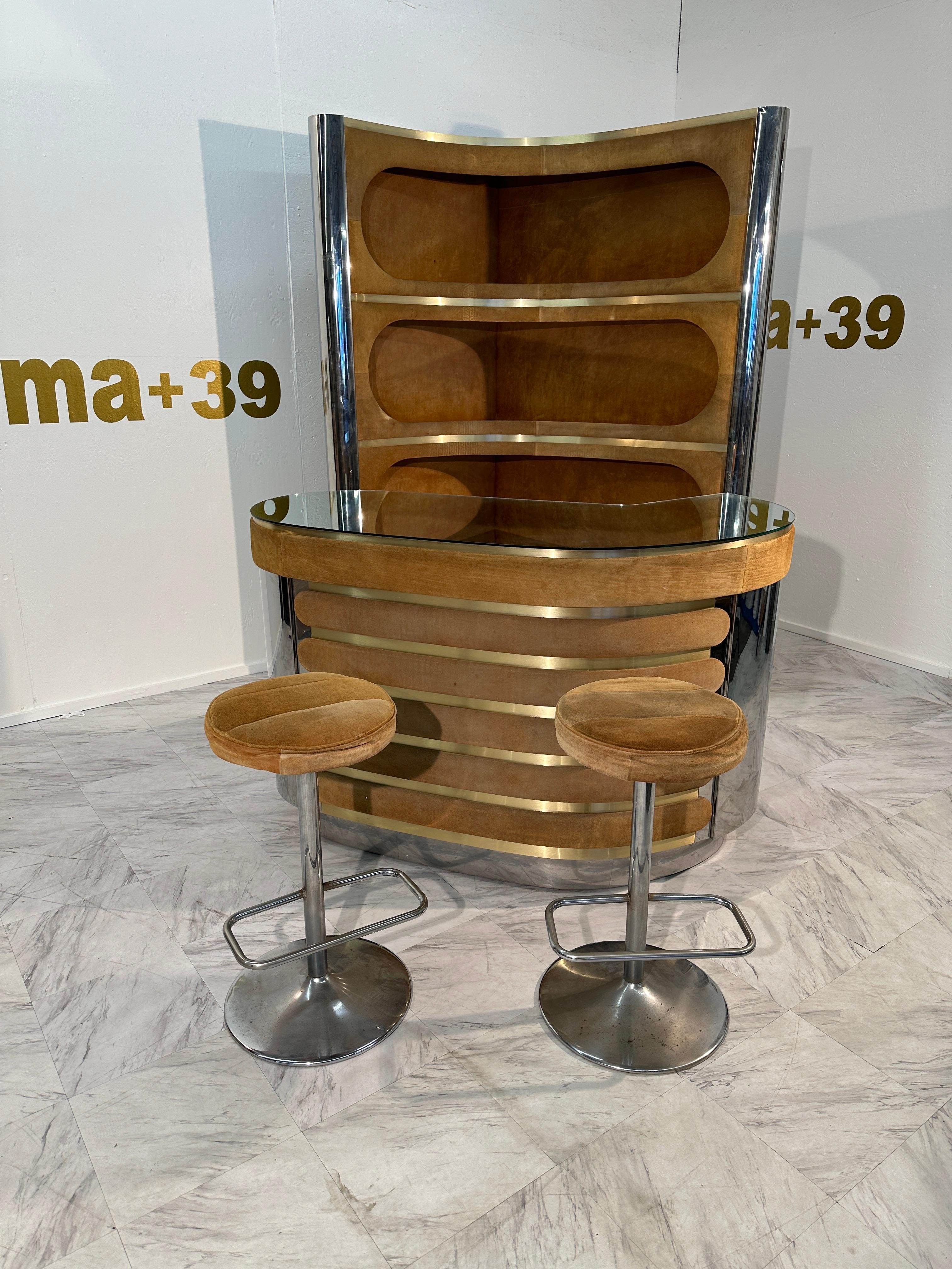 Mid-Century moderno Dry Bar italiano d'epoca di Willy Rizzo, Italia, anni '70