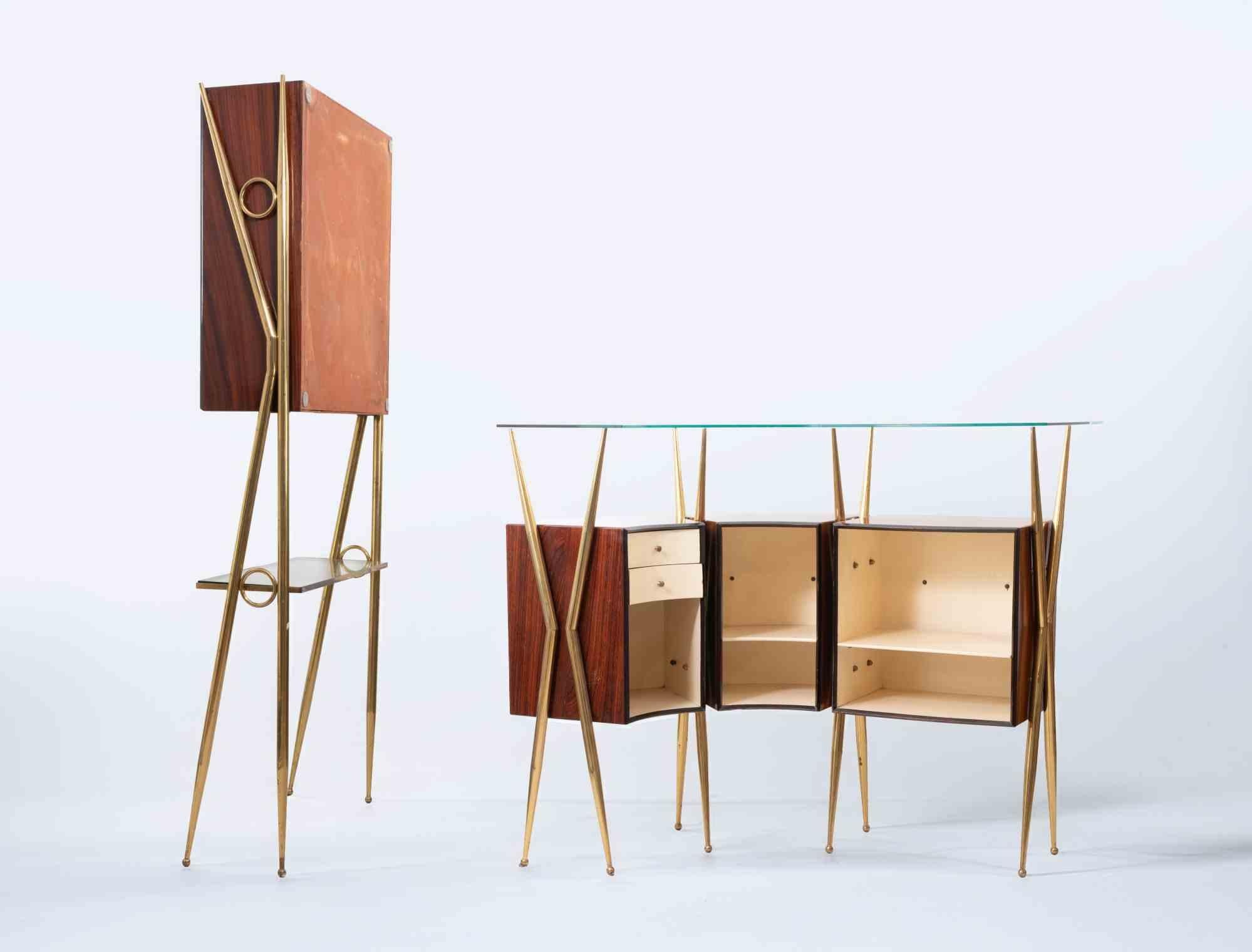 Vintage Italian Dry Bar in the style of Gio Ponti For Sale 7