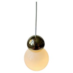 Vintage Italian Dual Sphere Hanging Lamp in Opaline Glass