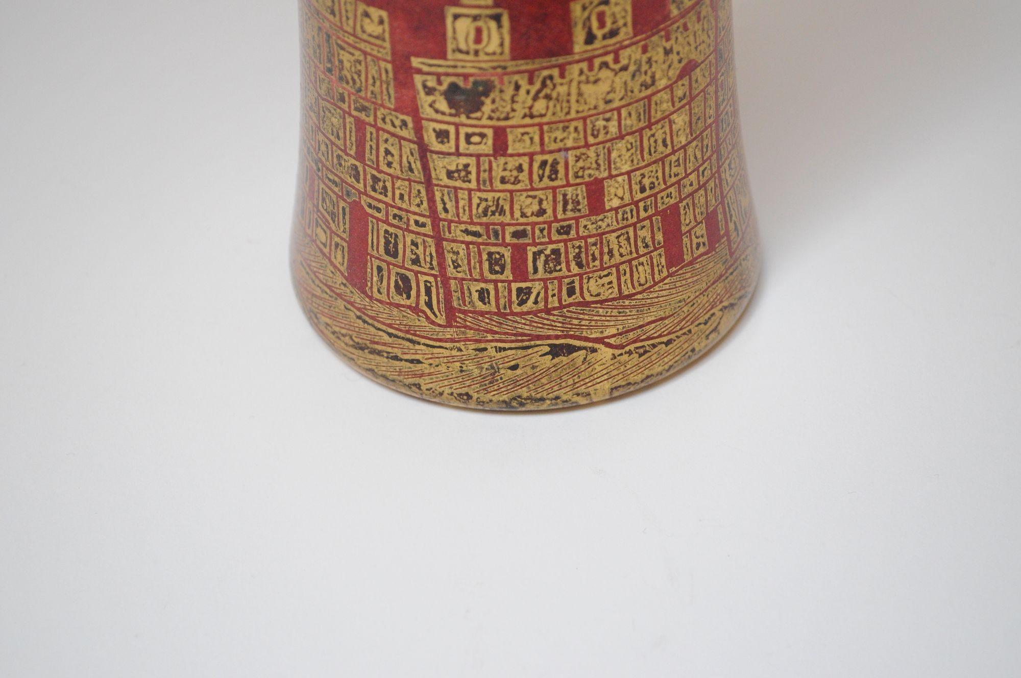 Vintage Italian Dyed Red Goatskin and Brass Cocktail Shaker by Aldo Tura For Sale 5