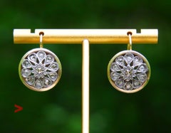 Vintage Italian Earrings natural 1.9 ctw. Diamonds solid 14K Gold / 8.65 gr
