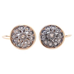 Vintage Italian Earrings natural 1.9 ctw. Diamonds solid 14K Gold / 8.65 gr