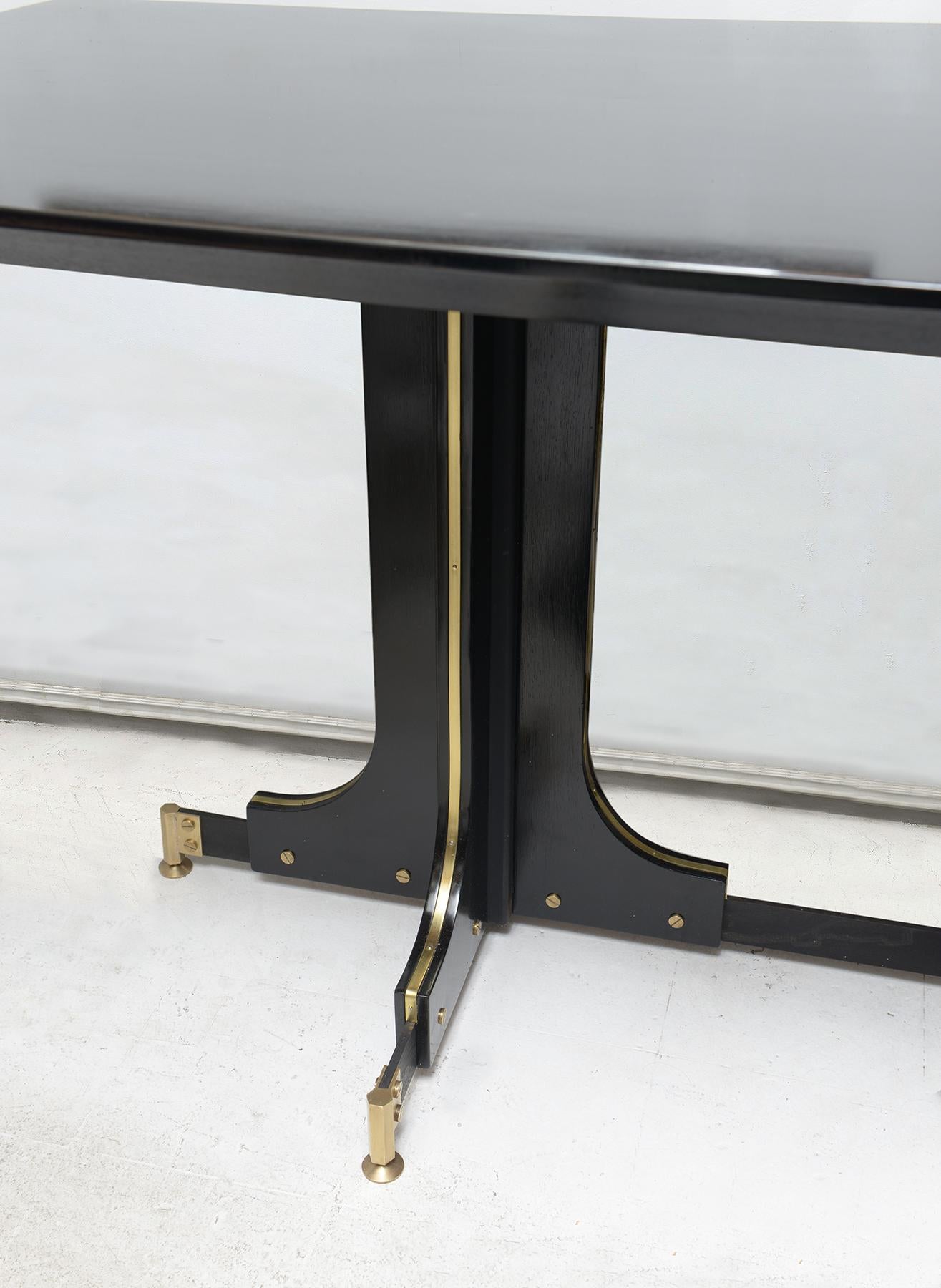 Vintage Italian Ebonized Table with Bronze Details In Excellent Condition For Sale In New York, NY