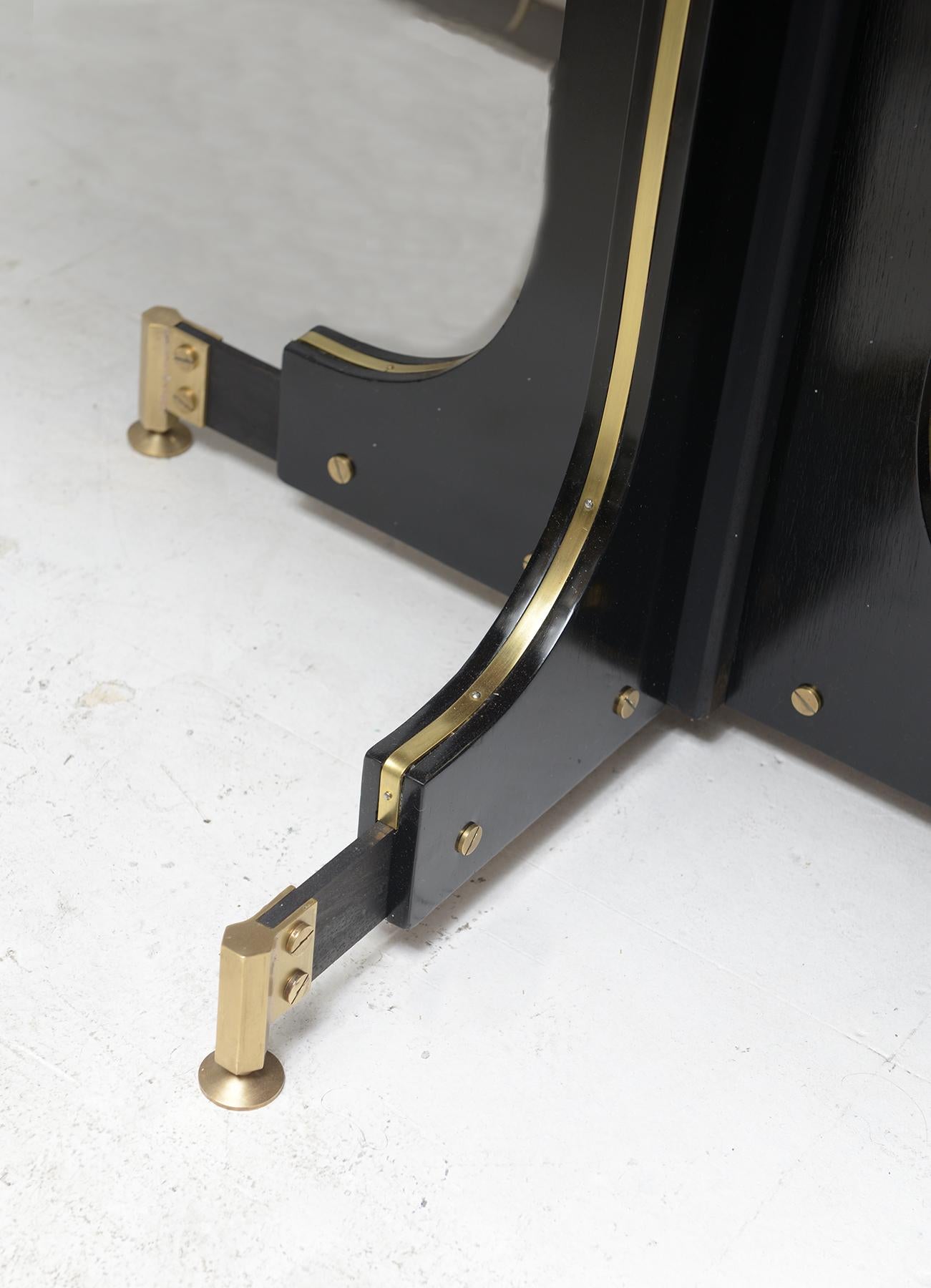 Mid-20th Century Vintage Italian Ebonized Table with Bronze Details For Sale
