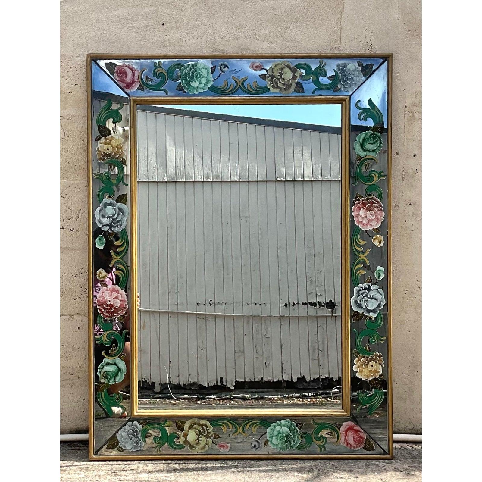 Miroir italien vintage églomisé en vente 3
