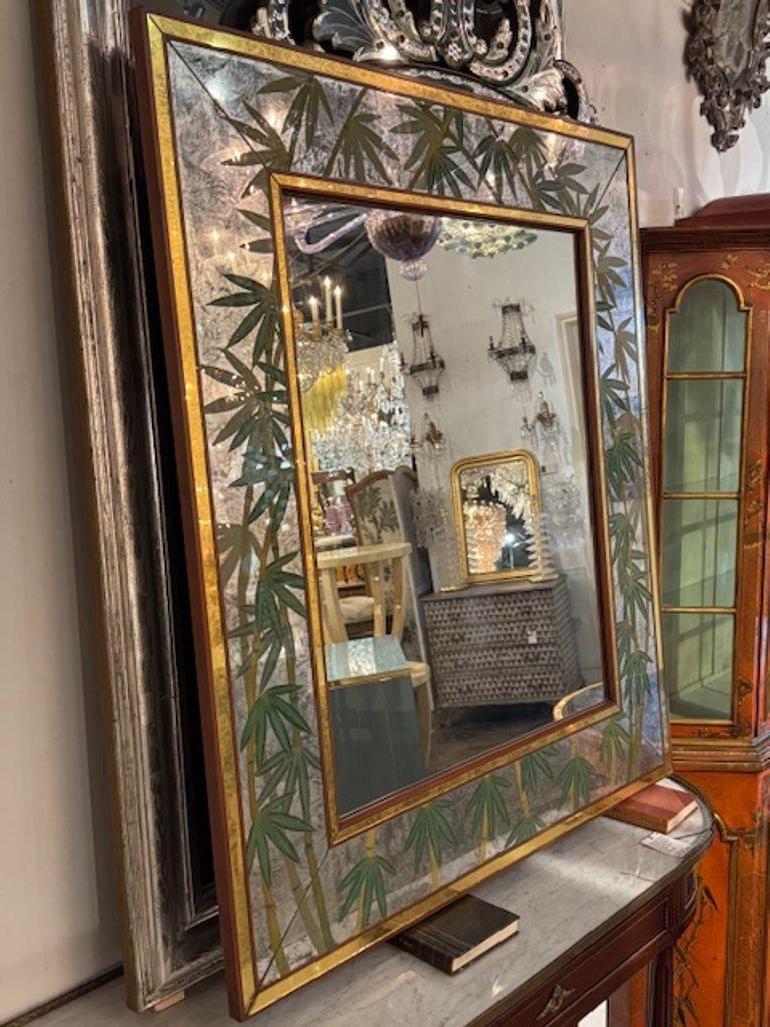 Métal Miroir italien vintage en forme de palmier à feuilles d'églantier en vente
