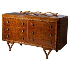 Retro Italian elegant chest of drawers attr. to Paolo Buffa with brass knobs