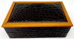 Vintage Italian Embossed  Leather 'Crocodile' Mens Jewelry Box