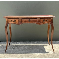Vintage Italian Embossed Leather Top Writing Desk