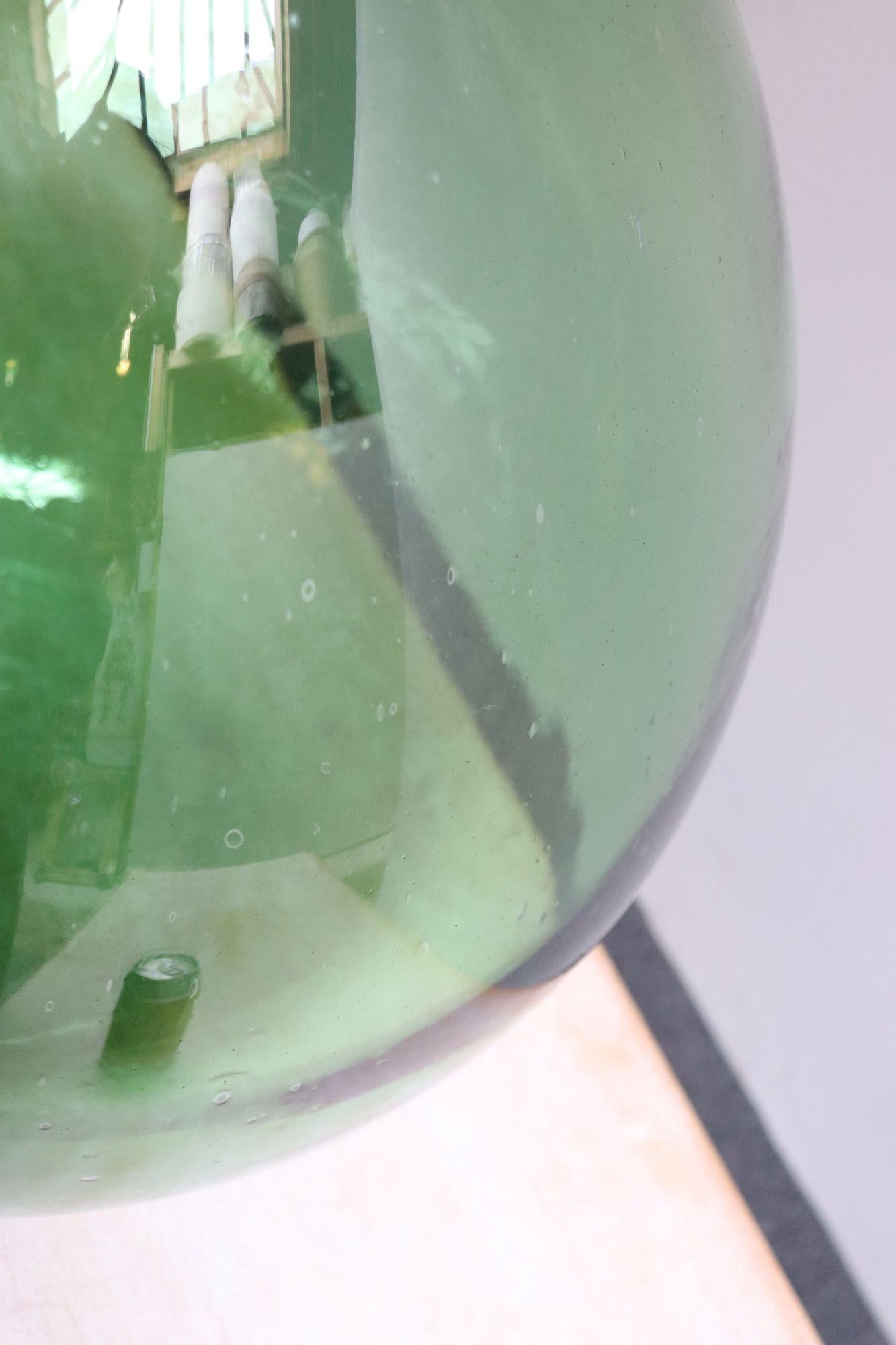 Vintage Italian Emerald Green Blown Glass Teardrop-Form Demijohn Carboy For Sale 10