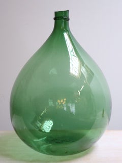 Vintage Italian Emerald Green Blown Glass Teardrop-Form Demijohn Carboy