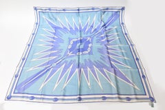 Pucci Vintage Geometric Blue and Purple Square Silk Scarf