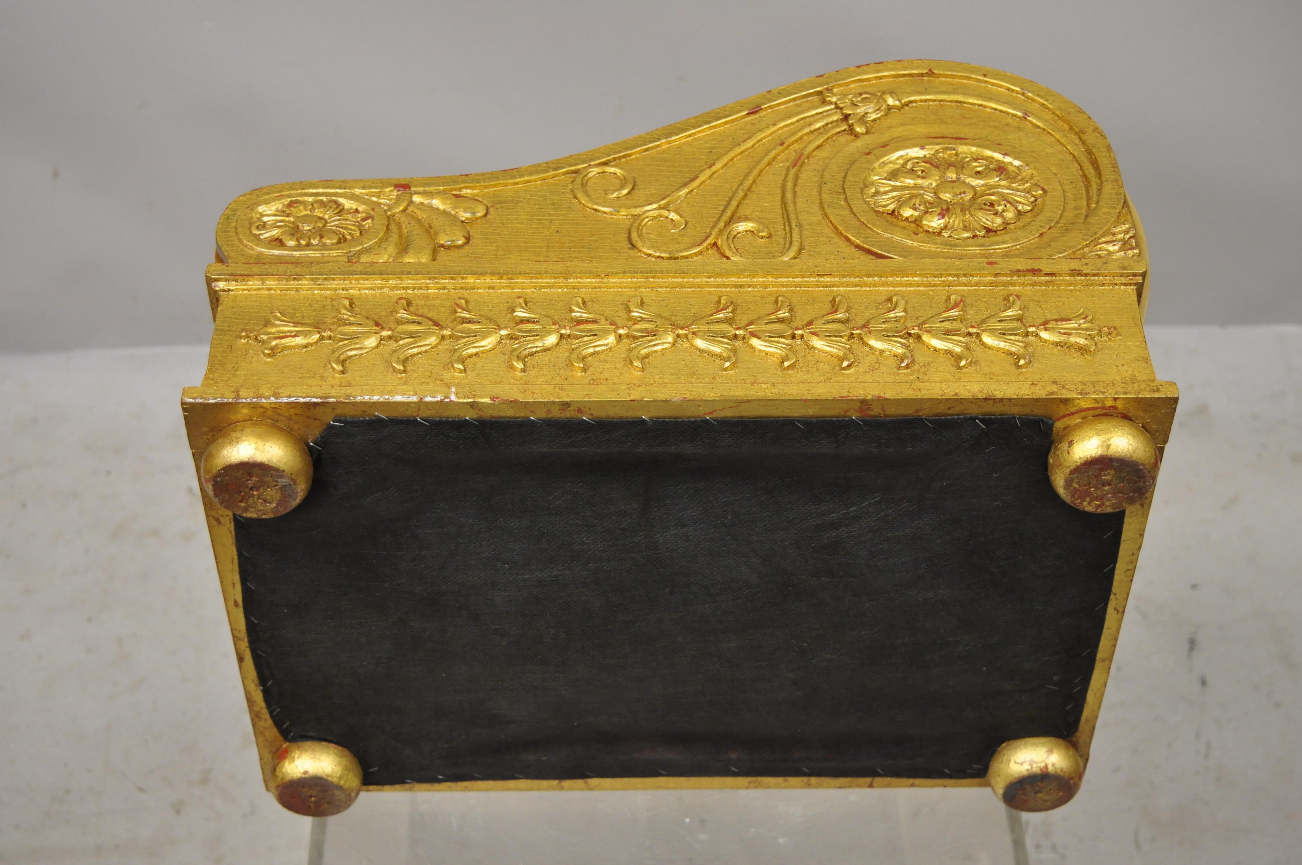 Vintage Italian Empire Style Gold Giltwood Swedish Gout Stool Footstool Ottoman For Sale 3