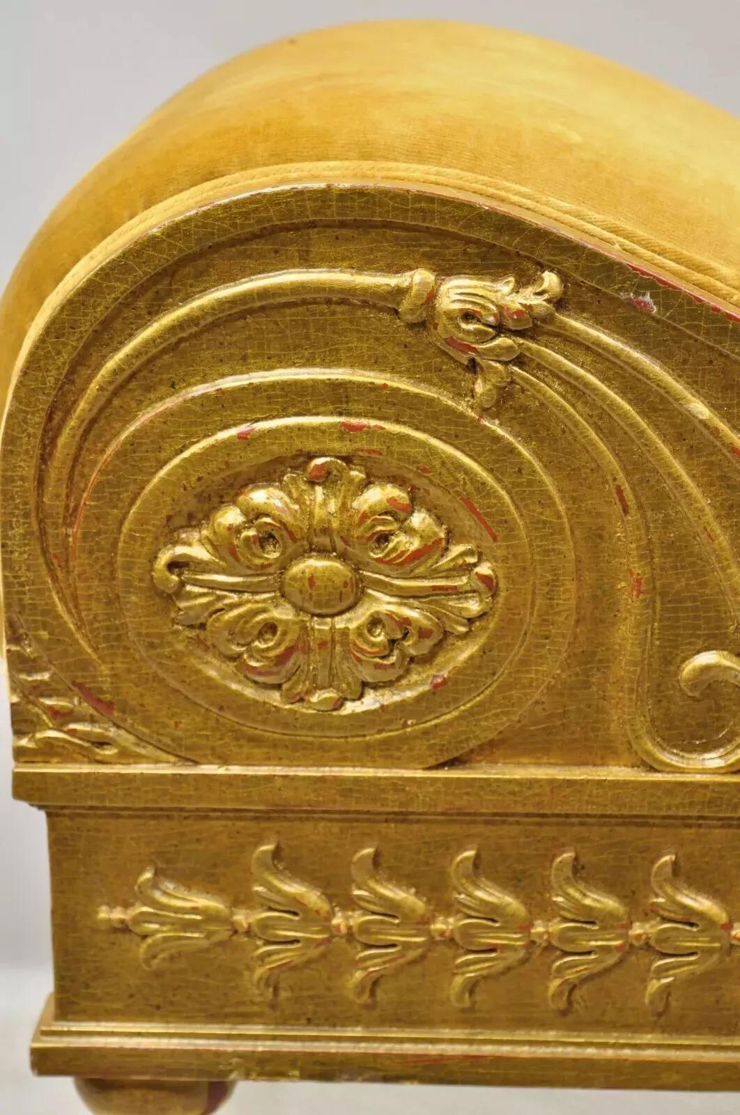 Vintage Italian Empire Style Gold Giltwood Schwedische Gicht Hocker Fußbank Ottoman (Unbekannt) im Angebot