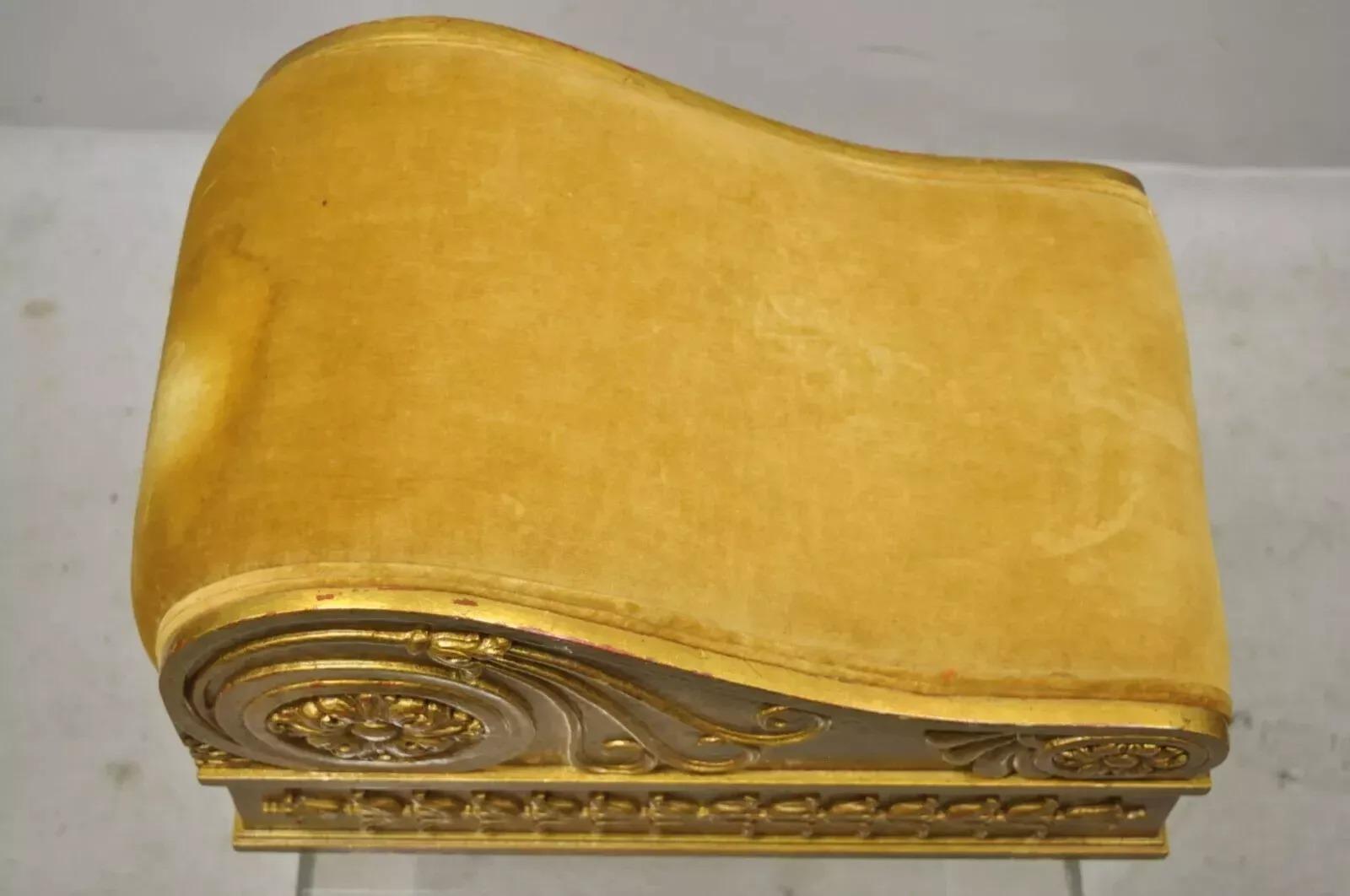 Vintage Italian Empire Style Gold Giltwood Schwedische Gicht Hocker Fußbank Ottoman im Zustand „Gut“ im Angebot in Philadelphia, PA