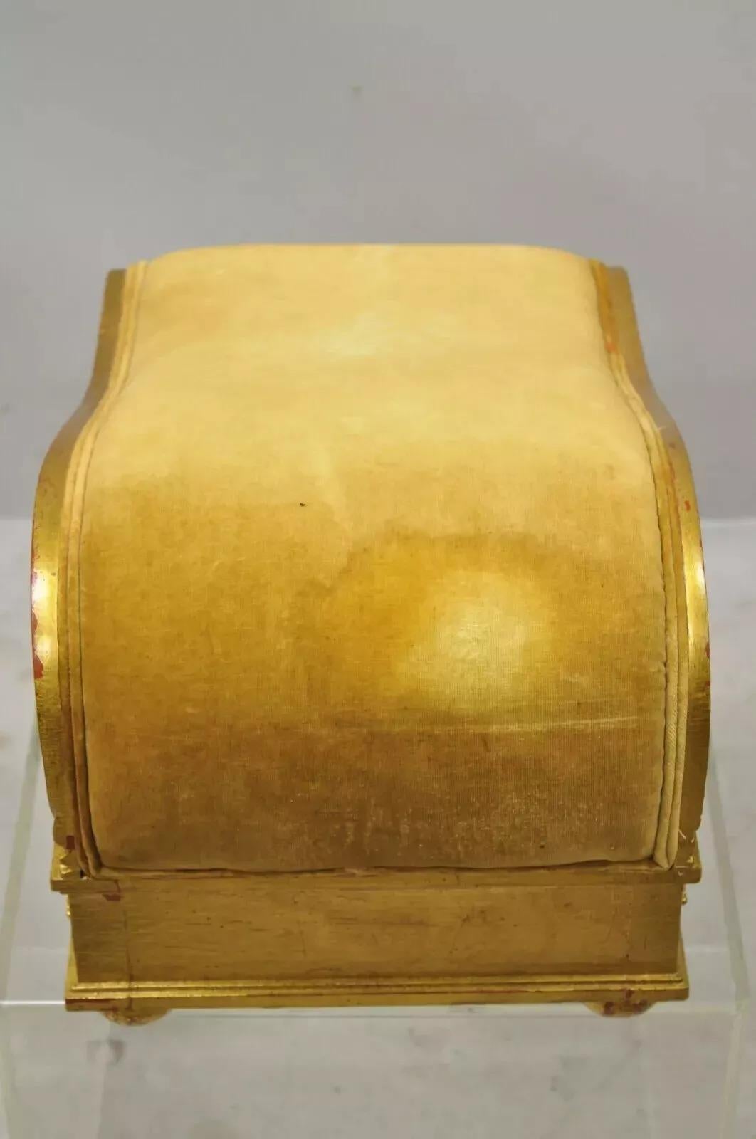 Vintage Italian Empire Style Gold Giltwood Schwedische Gicht Hocker Fußbank Ottoman im Angebot 1