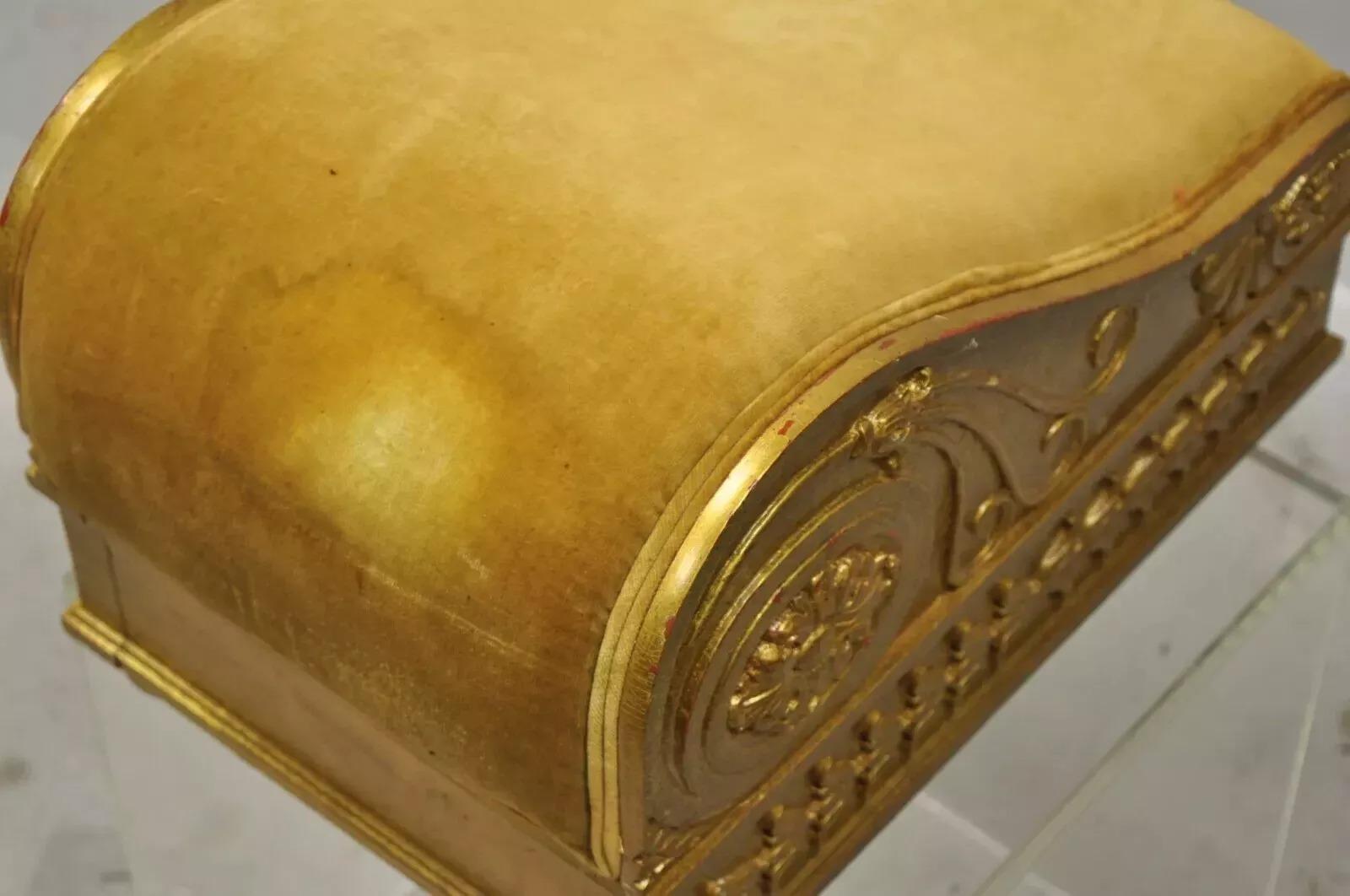 Vintage Italian Empire Style Gold Giltwood Schwedische Gicht Hocker Fußbank Ottoman im Angebot 2