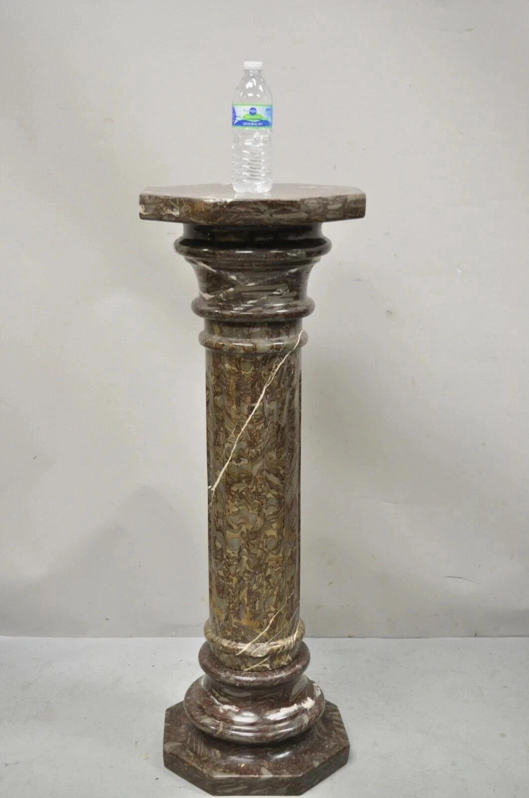 Jardinera con columna de mármol marrón púrpura de estilo Imperio italiano vintage en venta 5