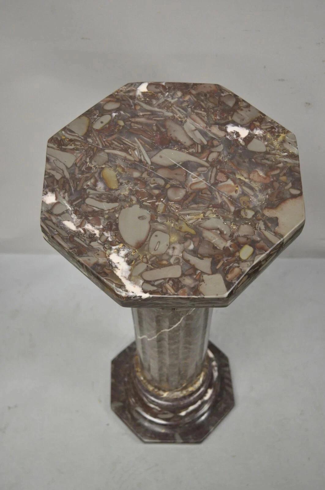 Jardinera con columna de mármol marrón púrpura de estilo Imperio italiano vintage Desconocido en venta