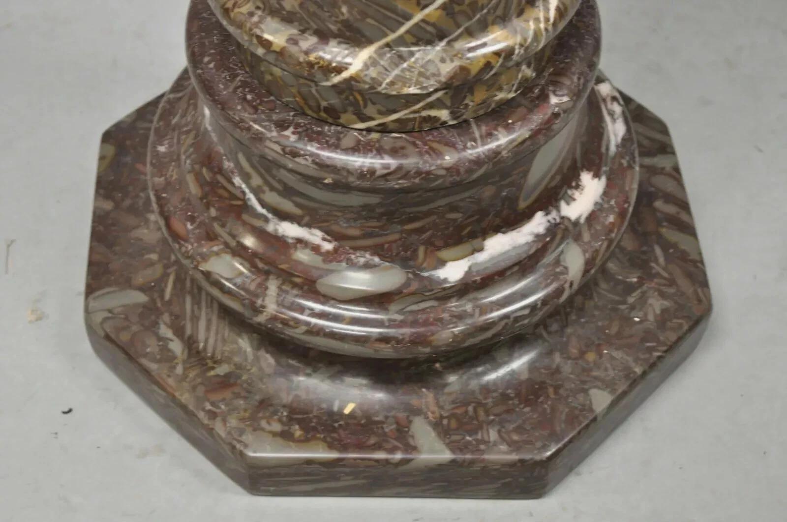 Jardinera con columna de mármol marrón púrpura de estilo Imperio italiano vintage Resina en venta