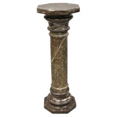 Jardinera con columna de mármol marrón púrpura de estilo Imperio italiano vintage