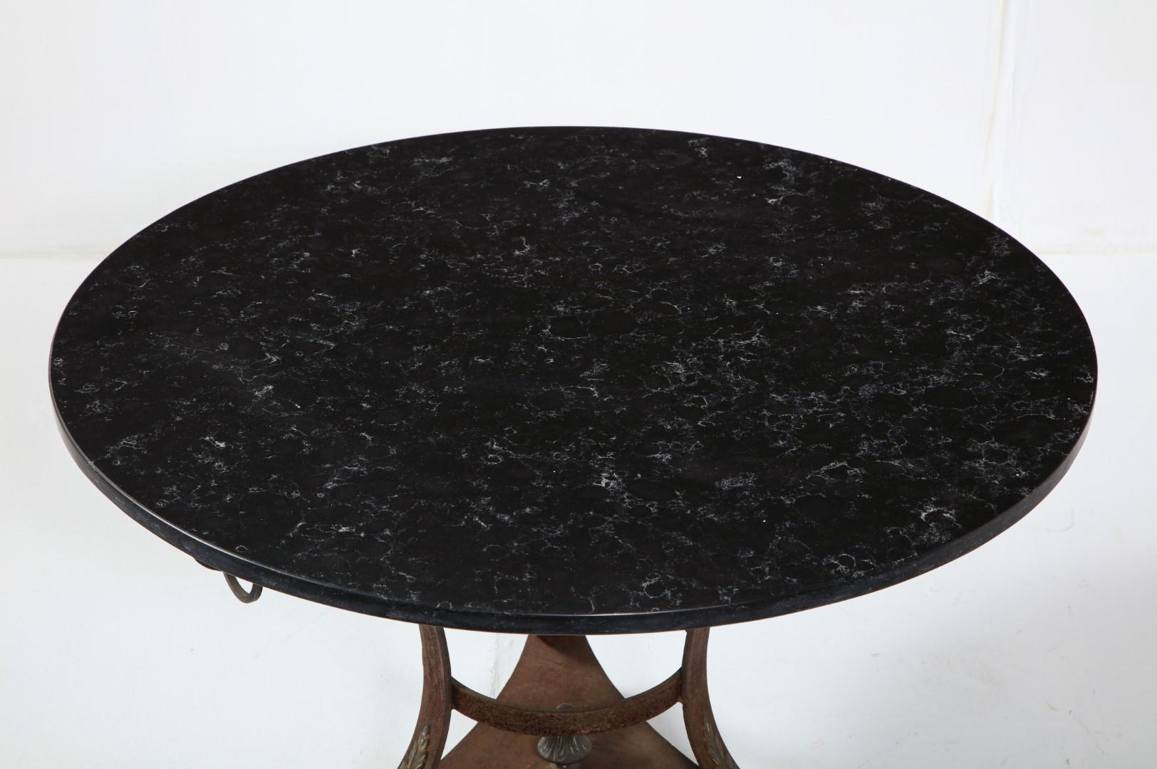 Vintage Italian Empire Style Wrought Iron Coffee Table with Black Marble Top 5