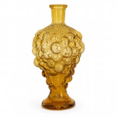 Vintage Italian Empoli Amber Hobnail Glass Vase, Mid-Century 1960
