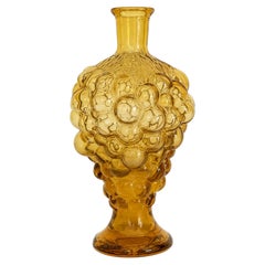 Vintage Italian Empoli Amber Hobnail Glass Vase, Mid-Century 1960