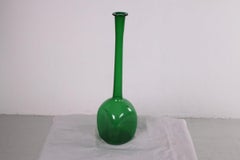 Vintage Italian Empoli Green Glass Bottle, 1950s