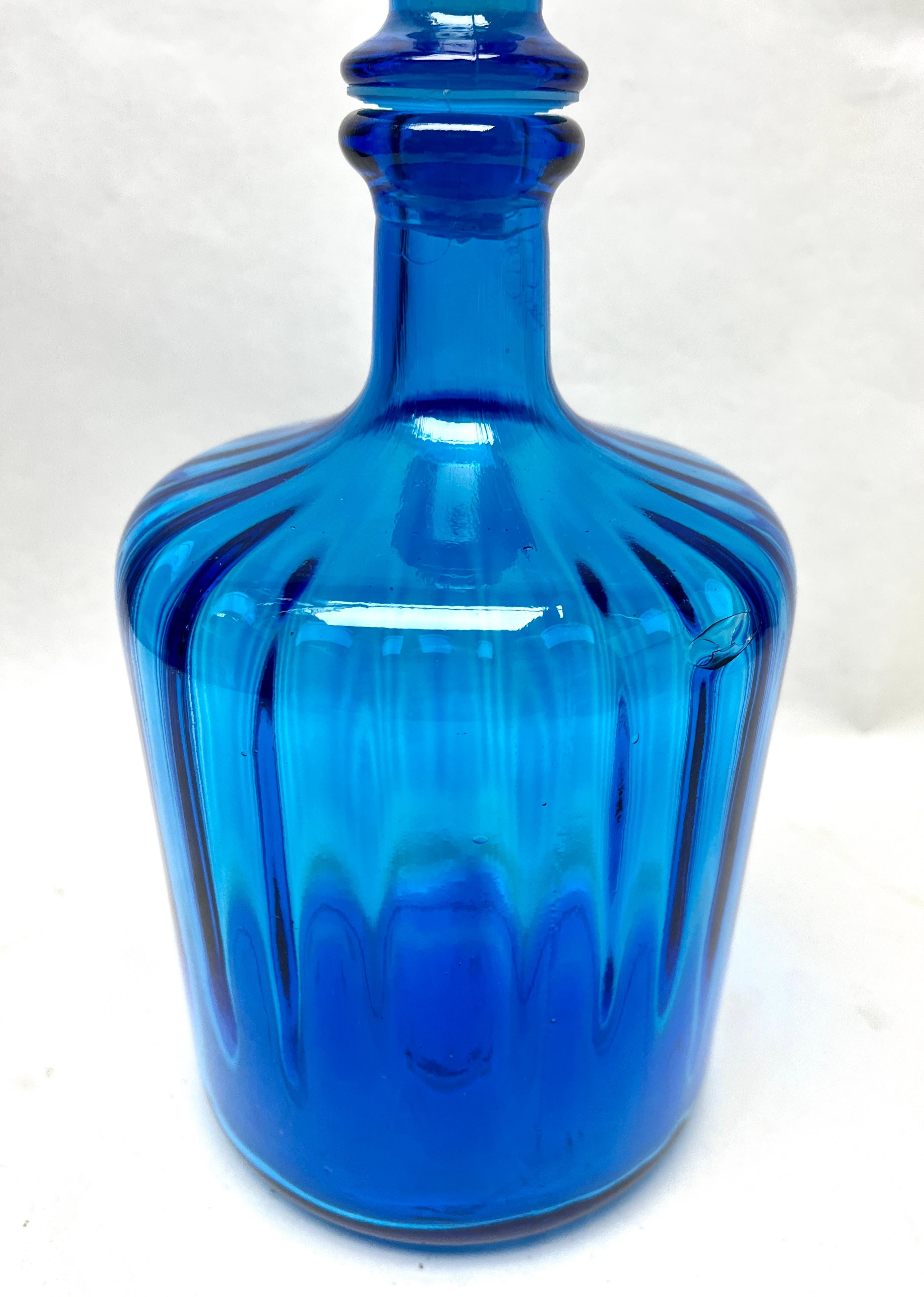 Mid-Century Modern Vintage Italian Empoli Murano Cased Art Glass Decanter For Sale