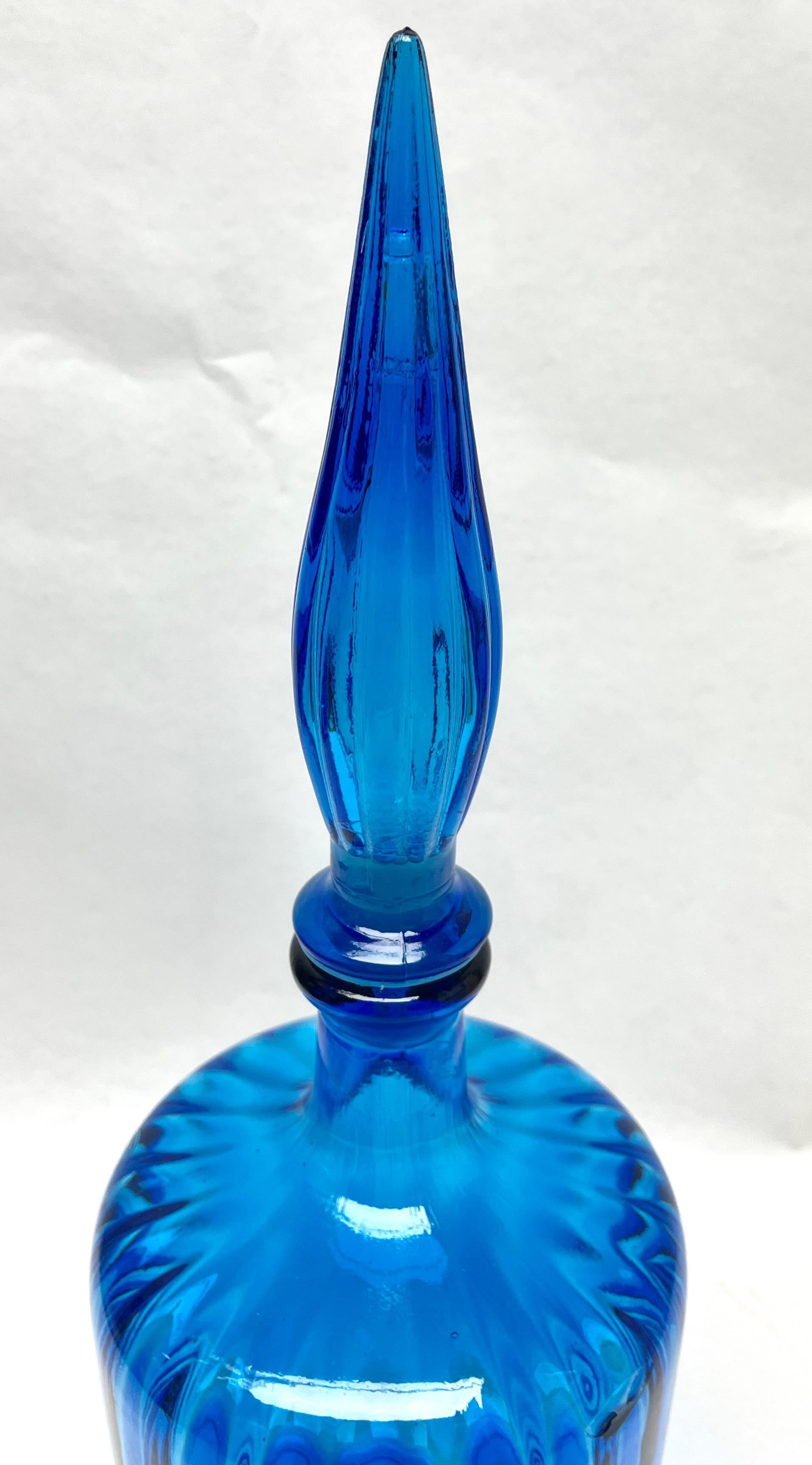 Carafe italienne vintage en verre d'art empoli de Murano avec étui Bon état - En vente à Verviers, BE