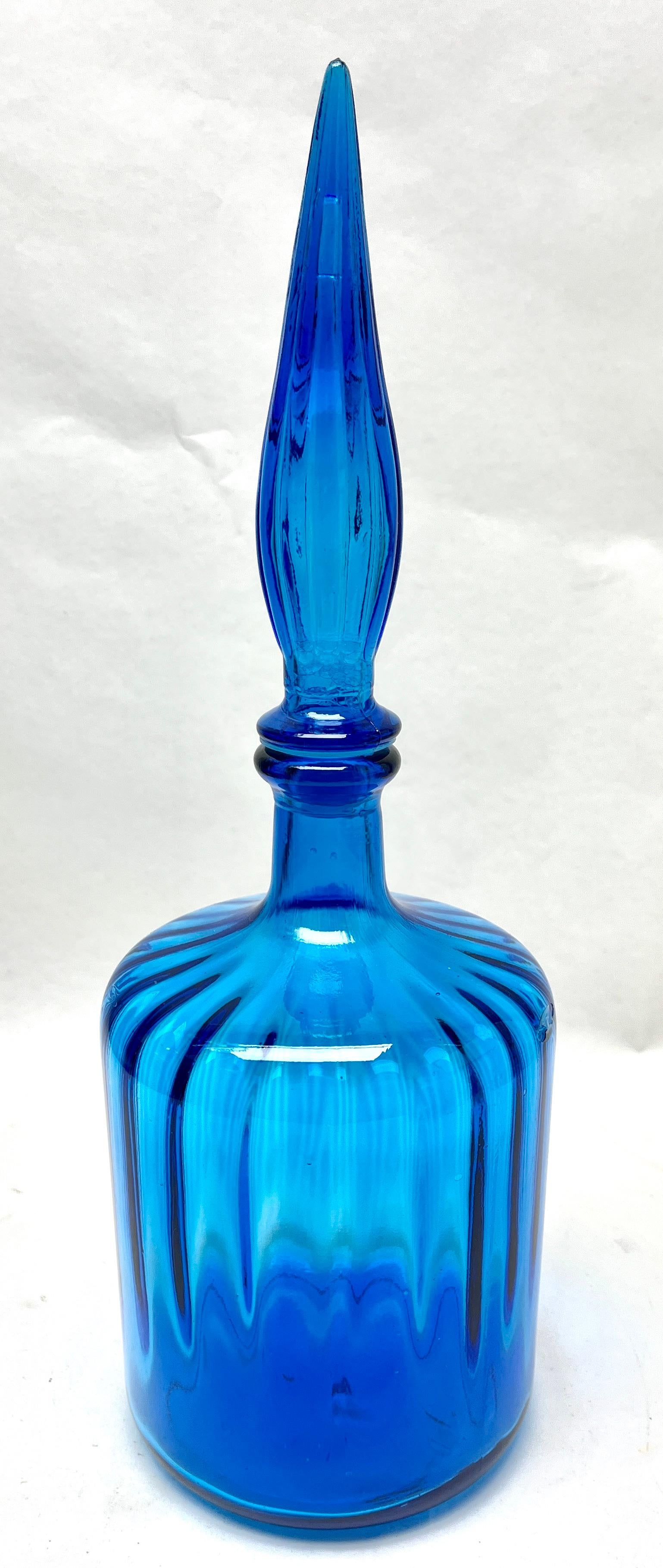 20th Century Vintage Italian Empoli Murano Cased Art Glass Decanter For Sale