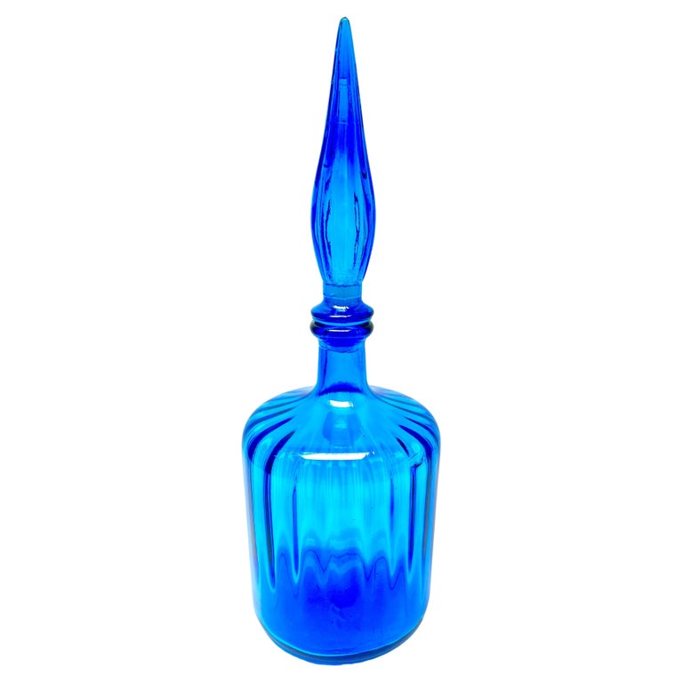 Vintage Italian Empoli Murano Cased Art Glass Decanter For Sale at 1stDibs