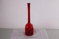 Vintage Italian Empoli Red Glass Bottle, 1950s