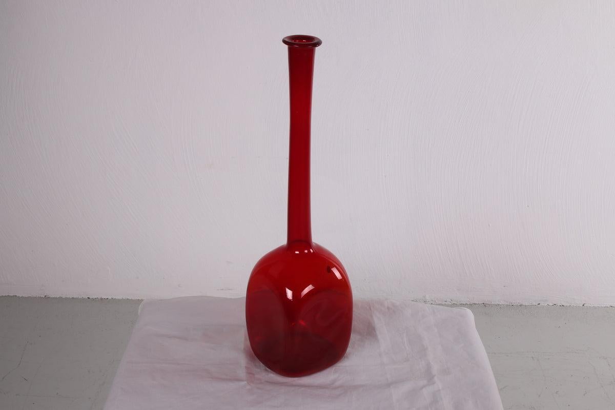 Vintage Italian Empoli Rote Glasflasche, 1950er Jahre (Italienisch) im Angebot
