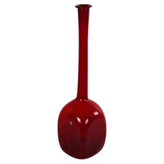 Vintage Italian Empoli Red Glass Bottle, 1950s