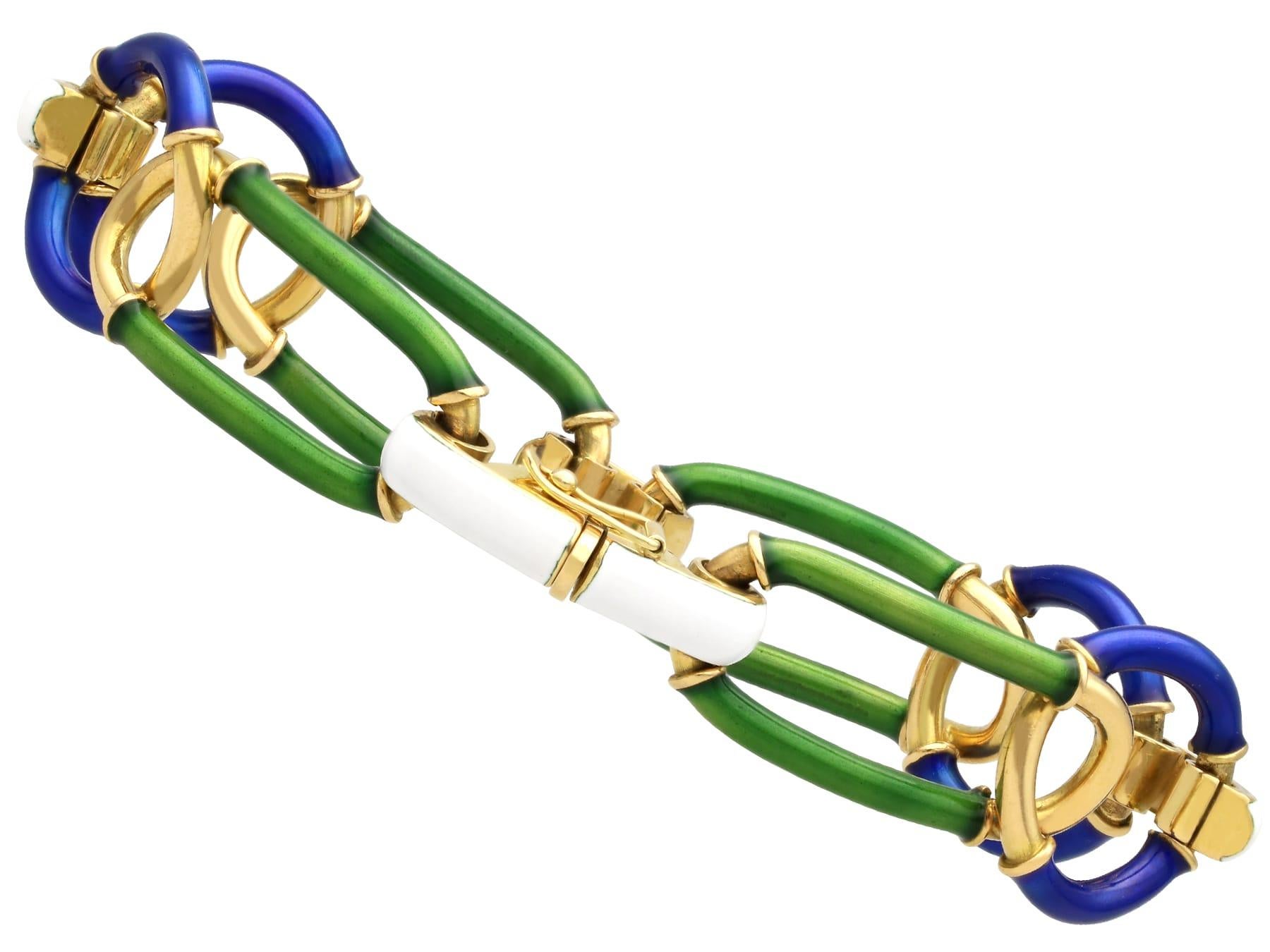 Italienisches Vintage-Armband aus Emaille und 18 Karat Gelbgold, Vintage, um 1950 8
